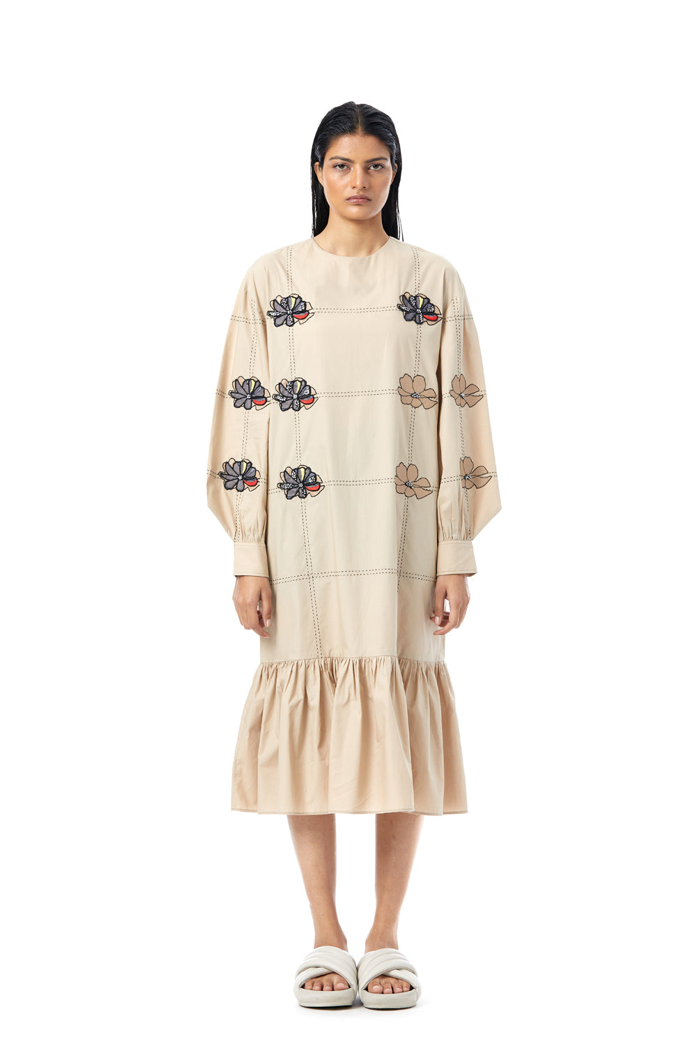 'Elysia' Embellished Ruffle Dress