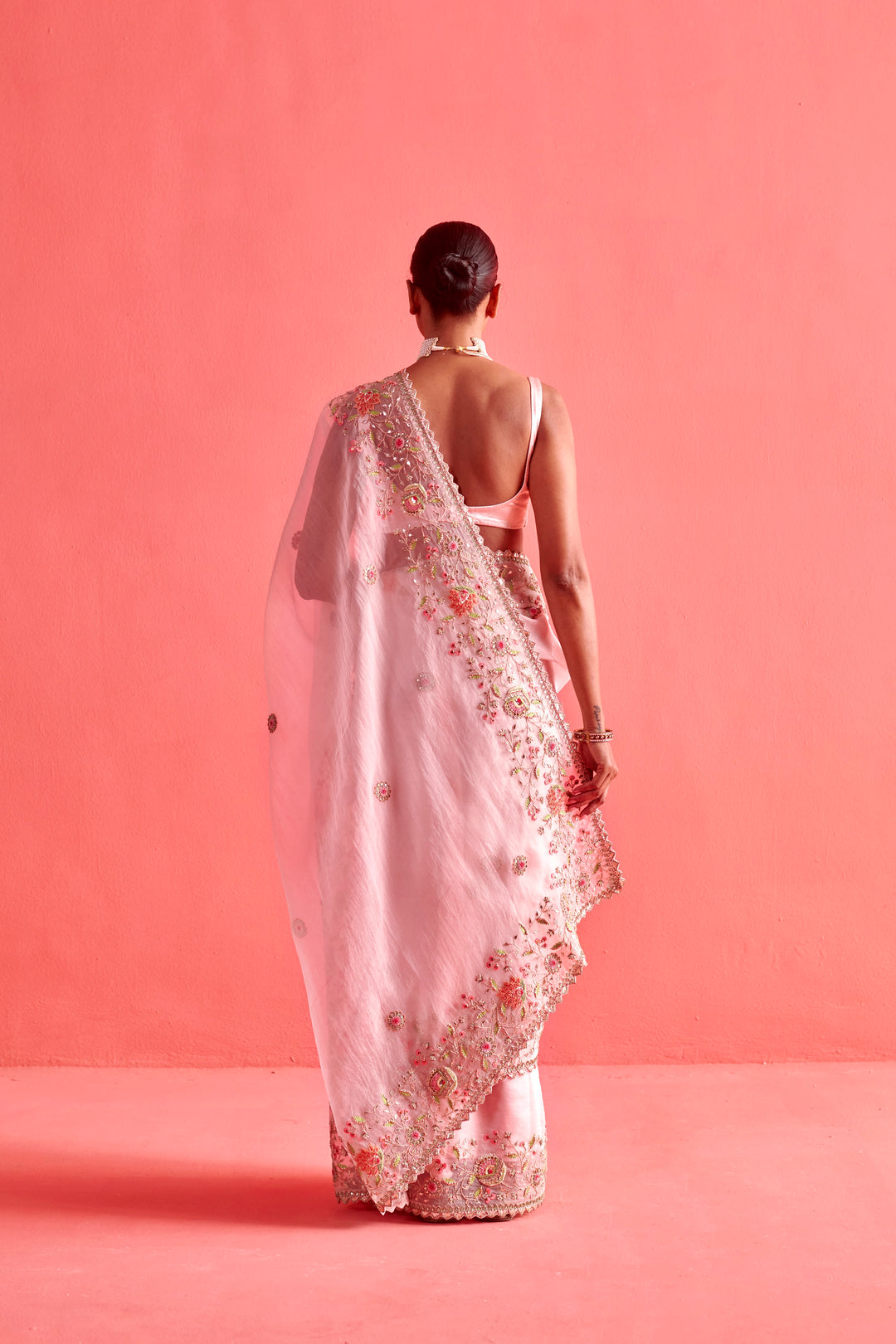 Powdered Pink Saree Set