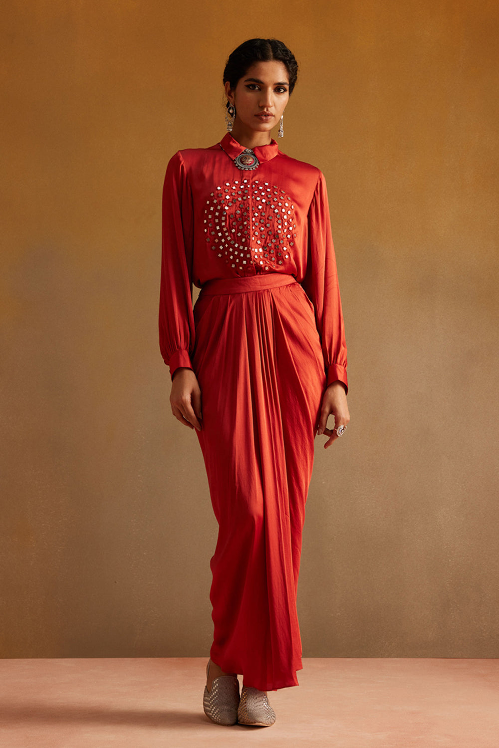 Red Skirt Set