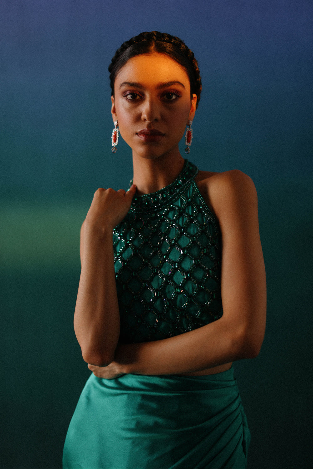 Emerald Crop Top & Skirt Set