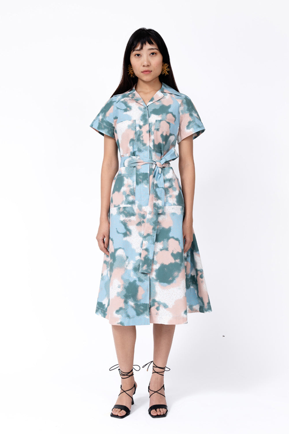 Spray Print Sunday Shirt Dress