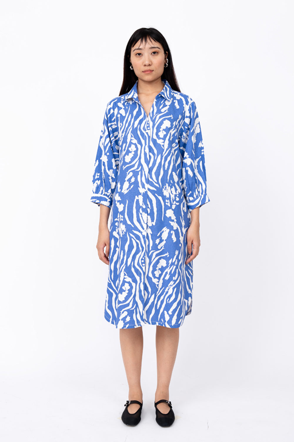 Blue Wave Print Fence Shirt
