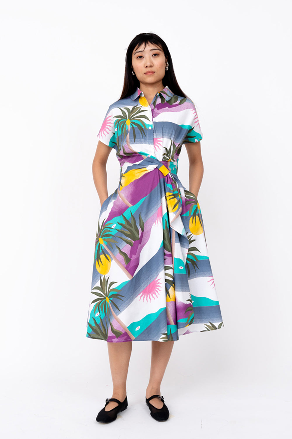 Island Print Wrap Dress