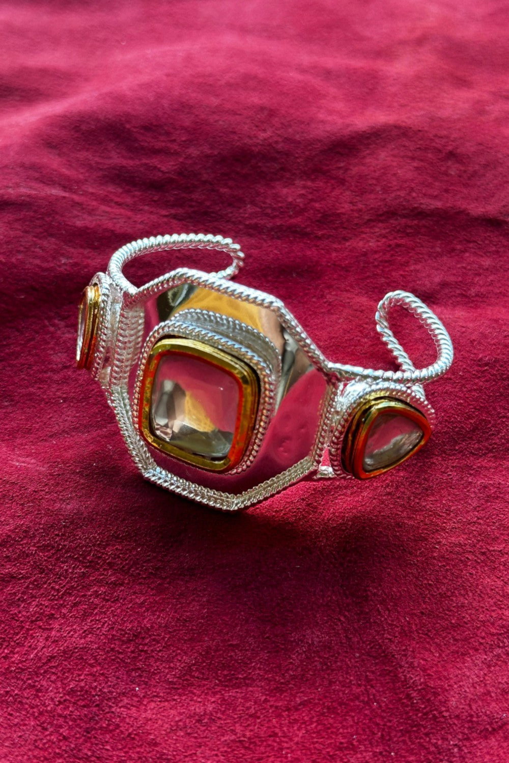 Polki Hexagon Handcuff Silver