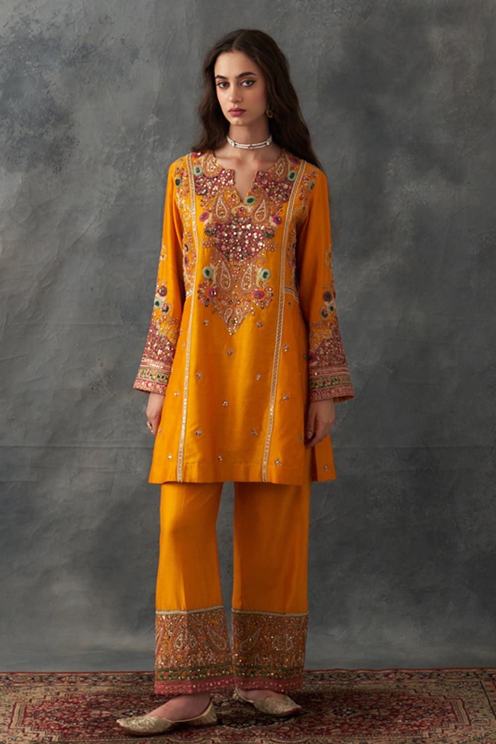 Mustard Short Kurta Set