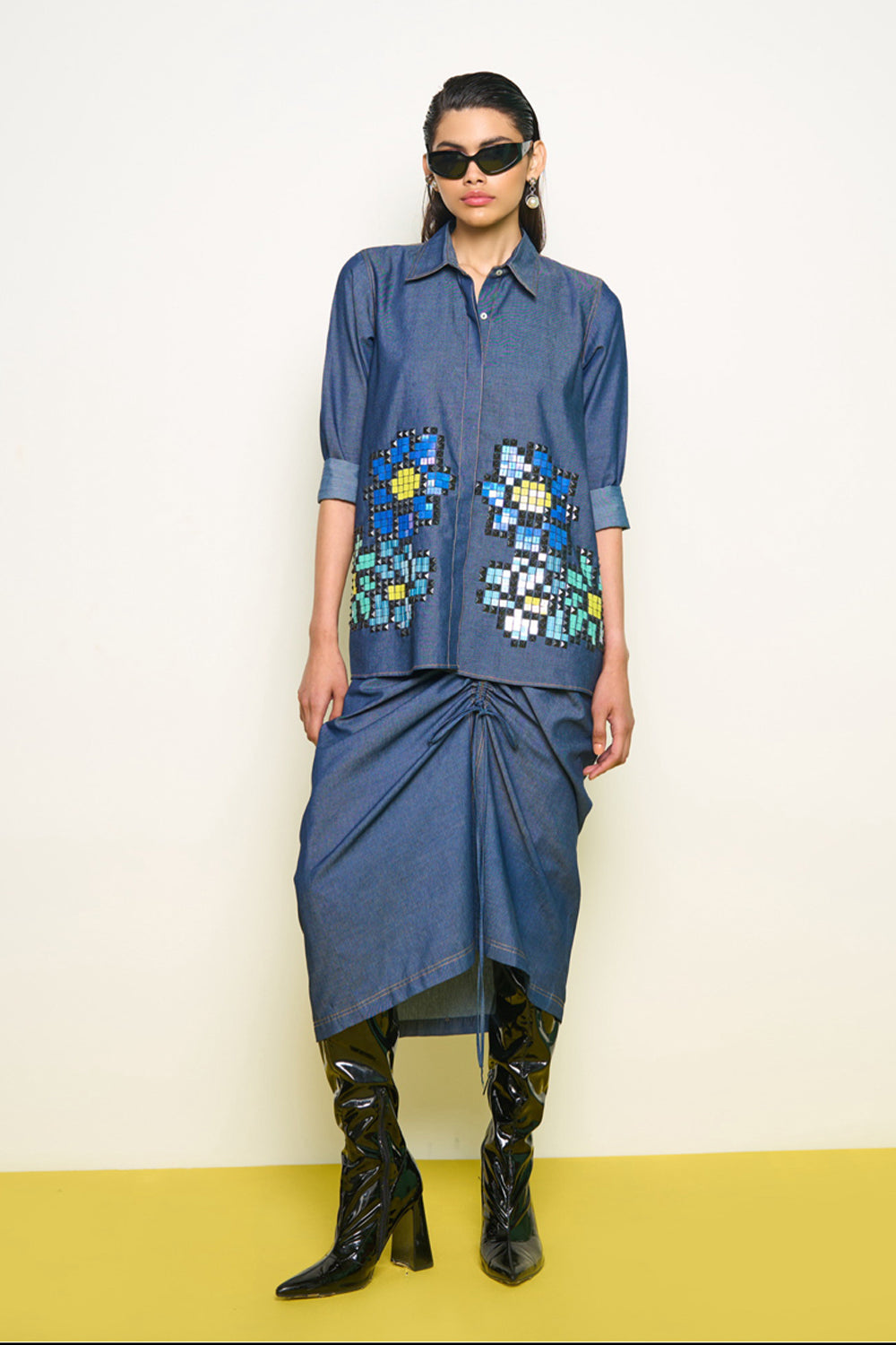 Denim Wildflower Shirt