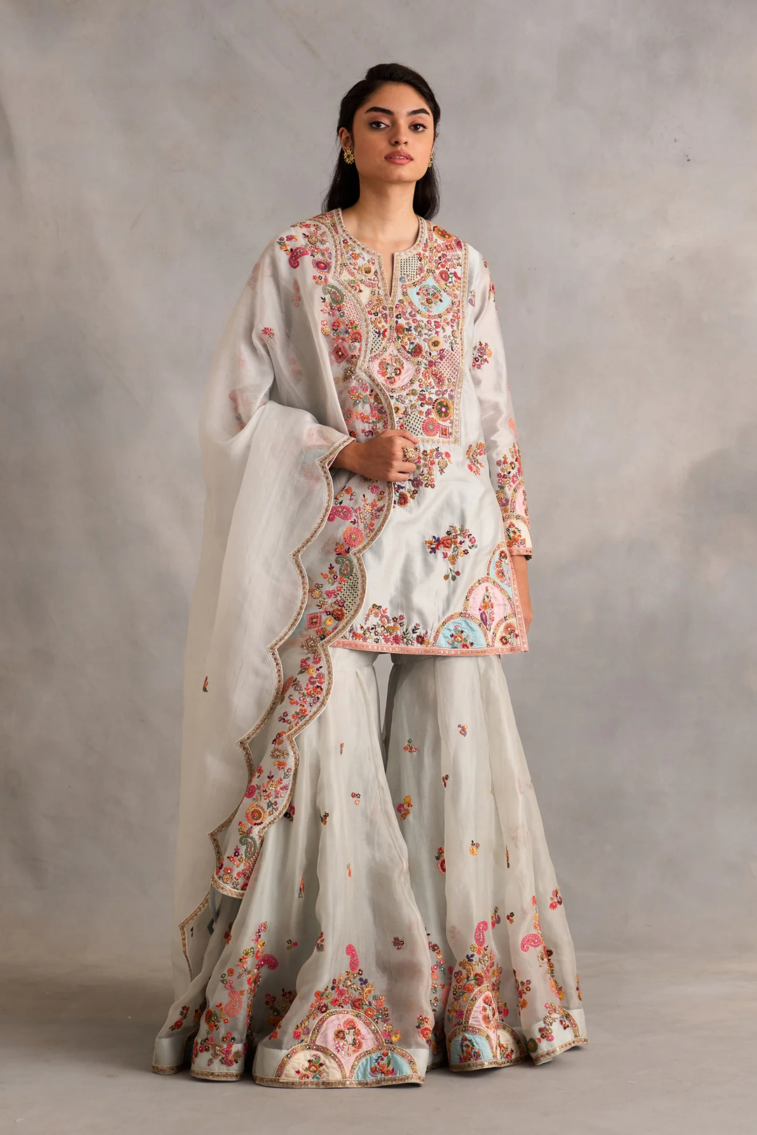 Short Kurti with Sharara and Dupatta