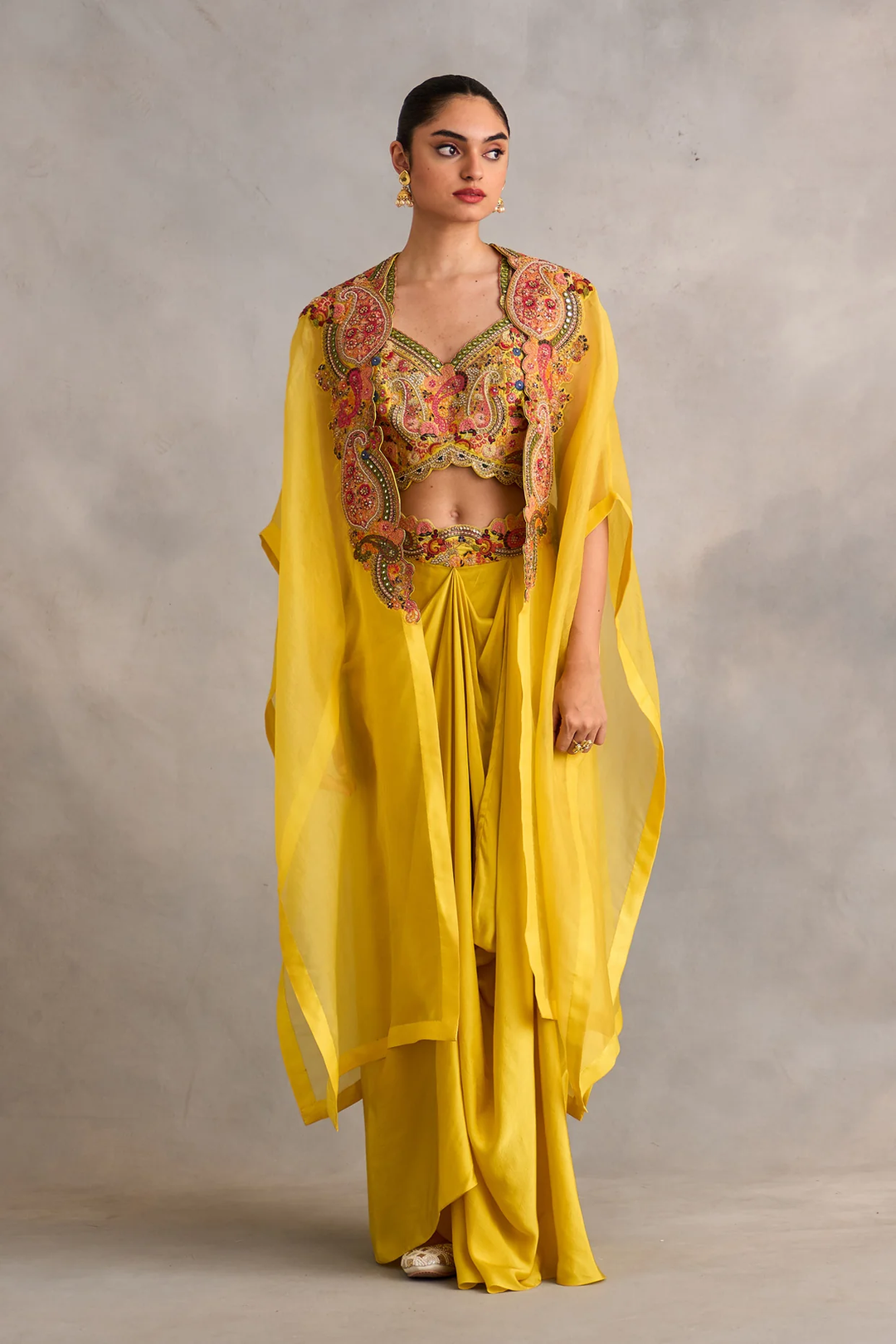 Cape with Bustier and Draped Skirt
