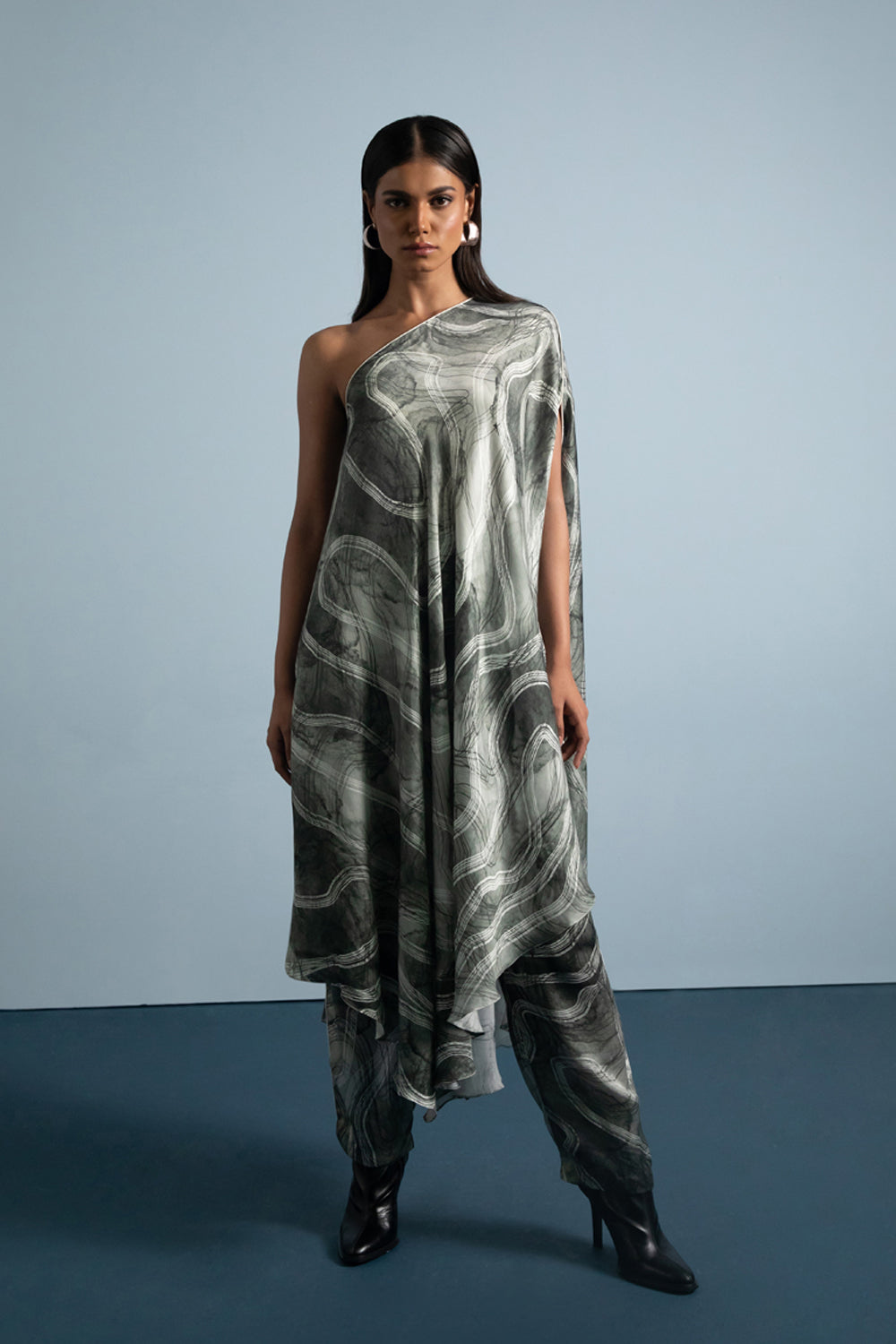 One Shoulder Cape Set