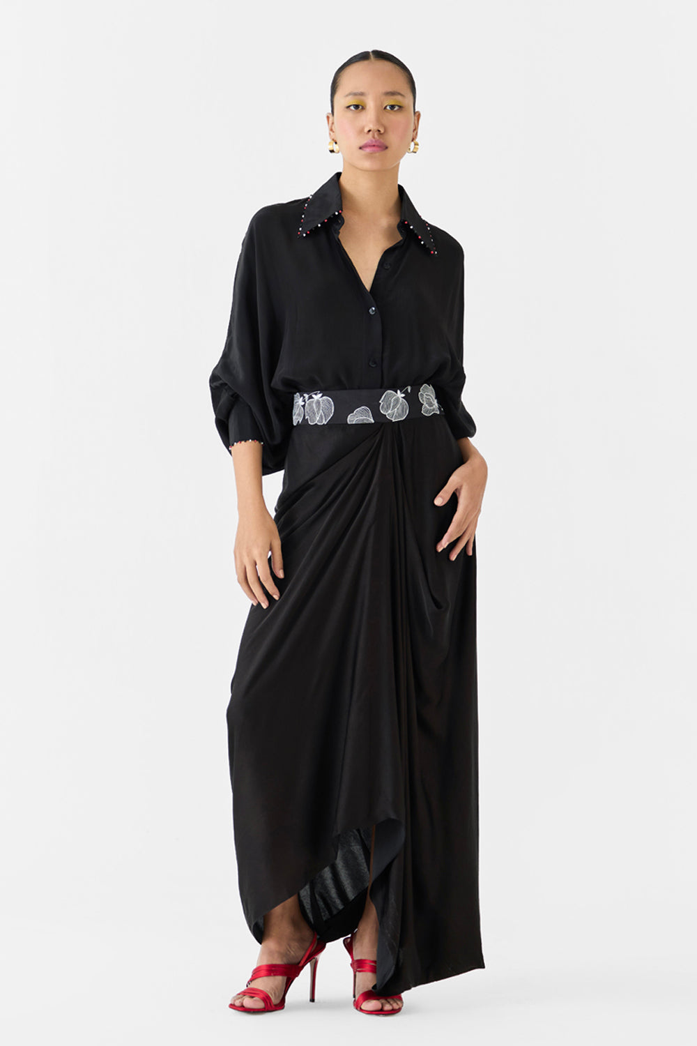 Black Tulip Batwing Shirt & Skirt Co-ord