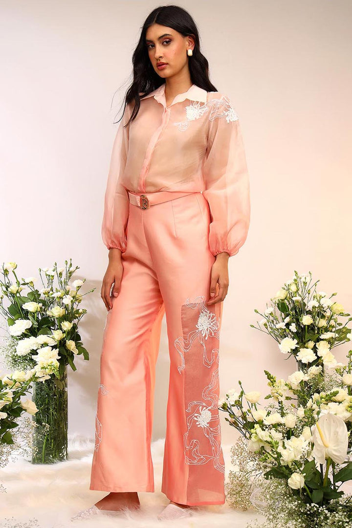 Peach Organza Sheer Co-ord Set