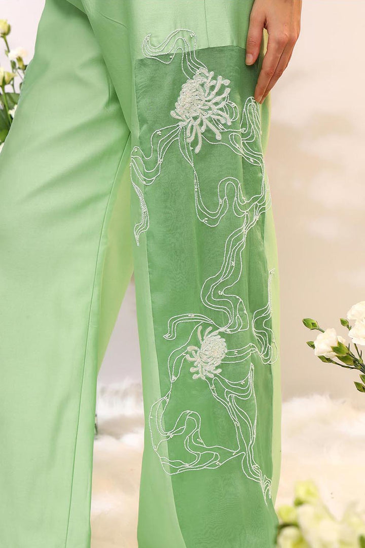 Kiwi Green Organza Sheer Co-ord Set