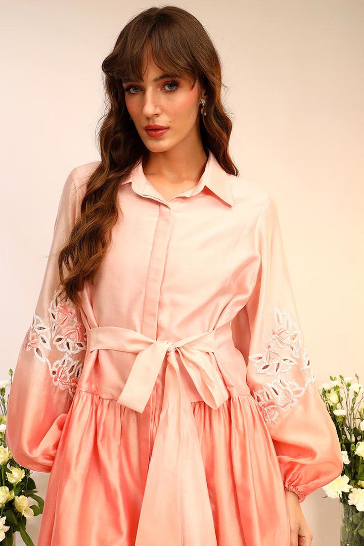 Peach Fuzz Shirt Dress