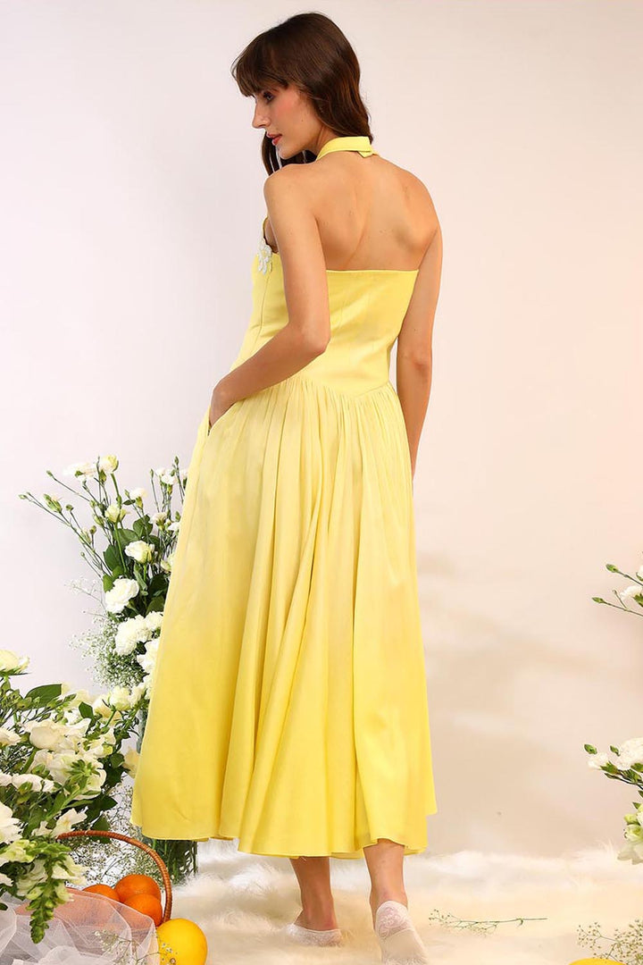 Citrus Burst Halter Neck Dress