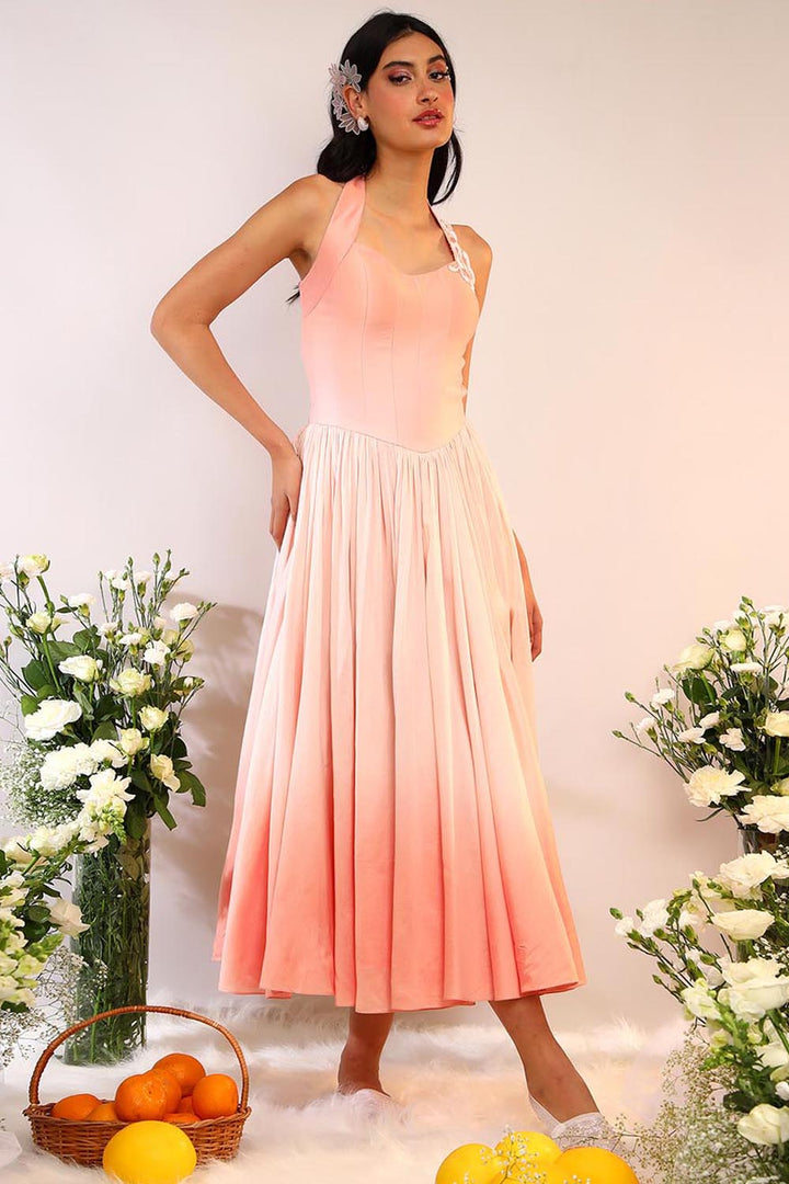 Peach Fuzz Halter Neck Dress