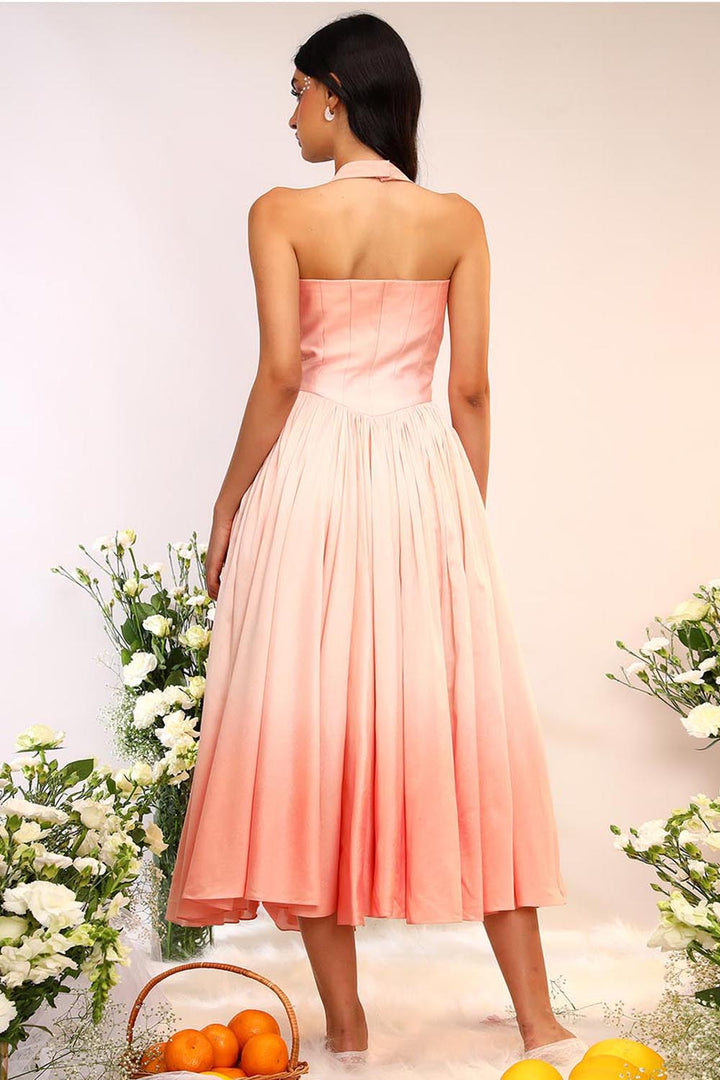 Peach Fuzz Halter Neck Dress