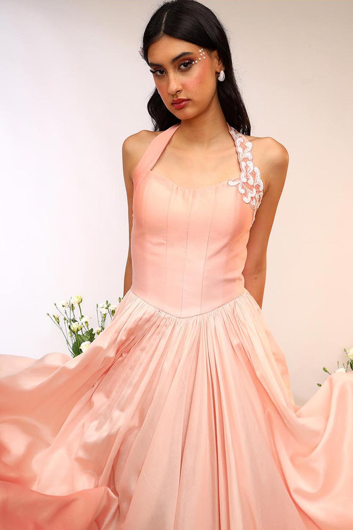Peach Fuzz Halter Neck Dress
