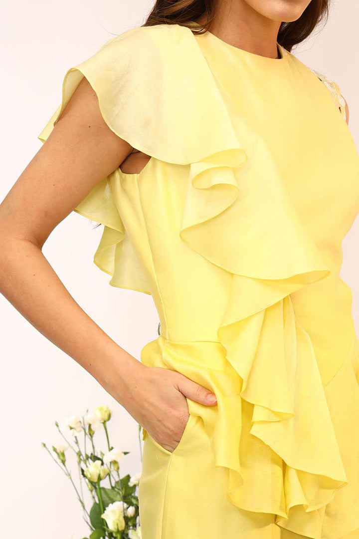 Citrus Burst Ruffle Dress
