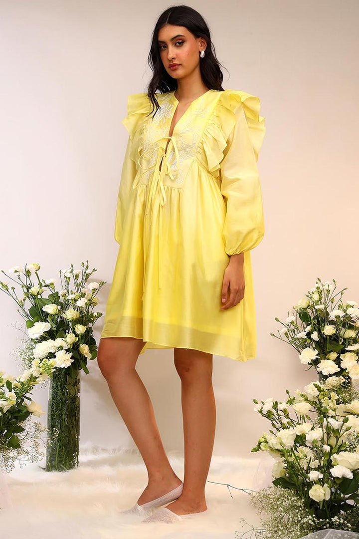 Citrus Burst Floral Tie Up Dress