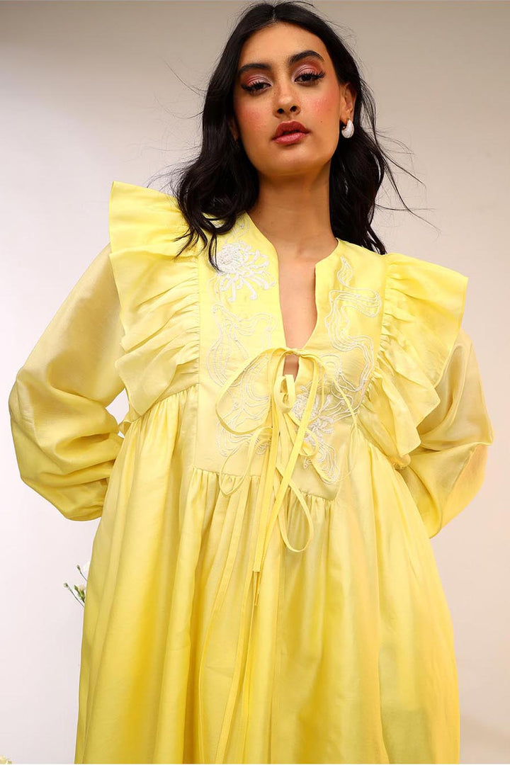 Citrus Burst Floral Tie Up Dress