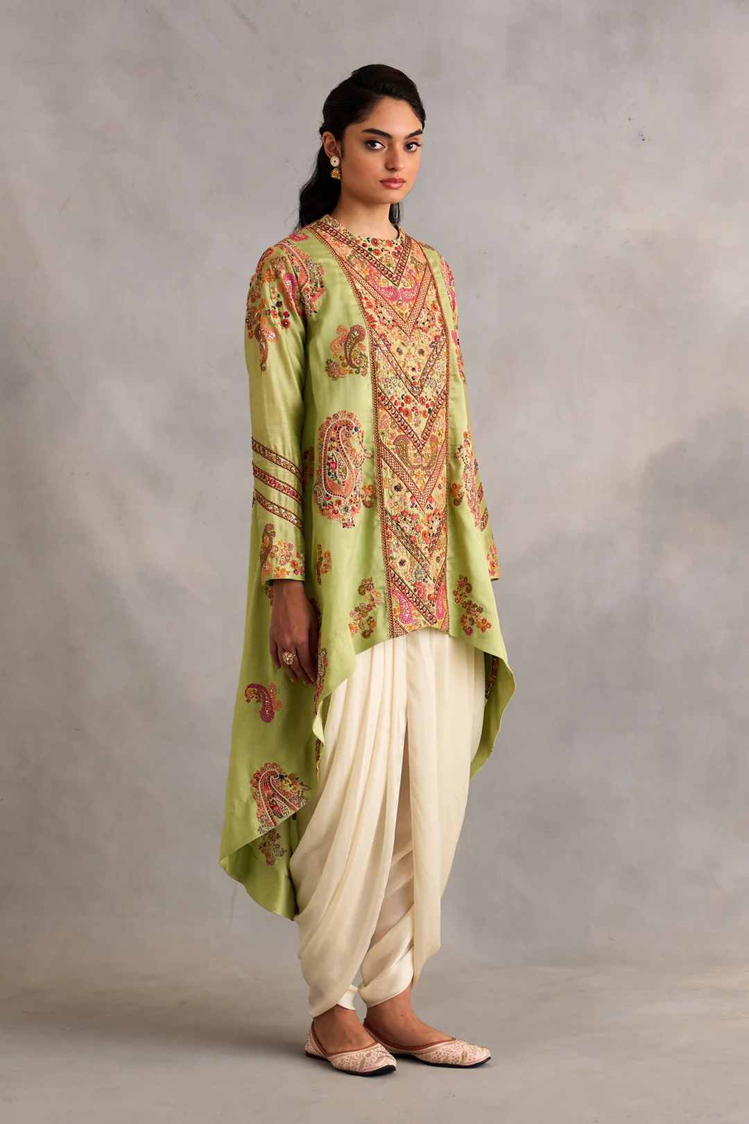 High Low Jacket with Dhoti