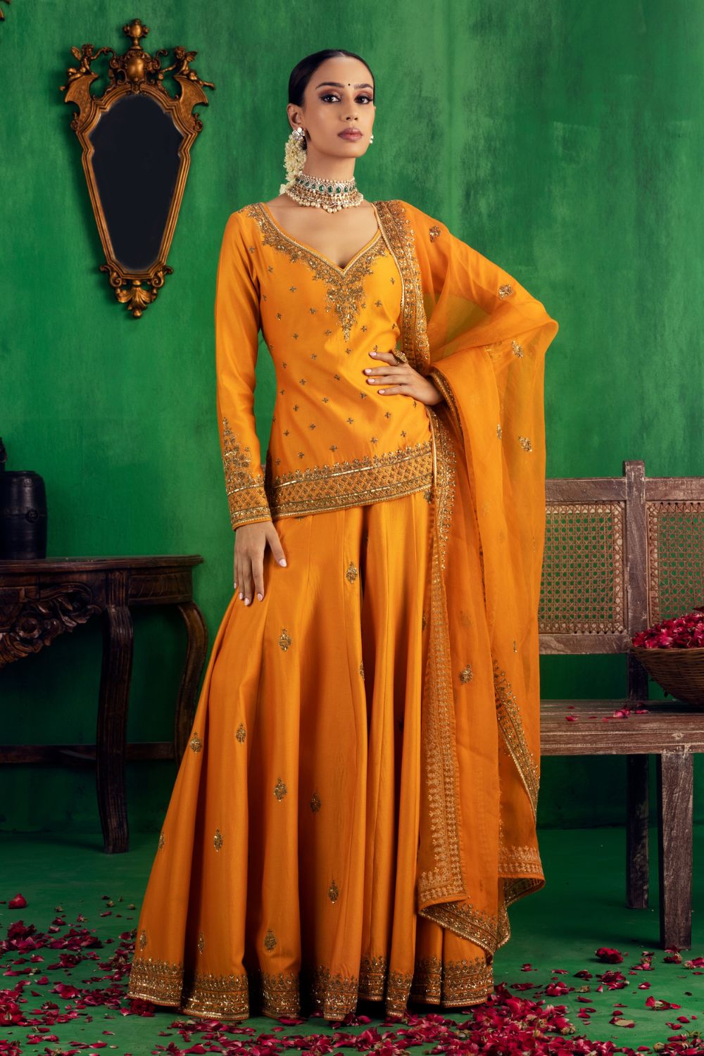 Tangerine Orange Sharara Set