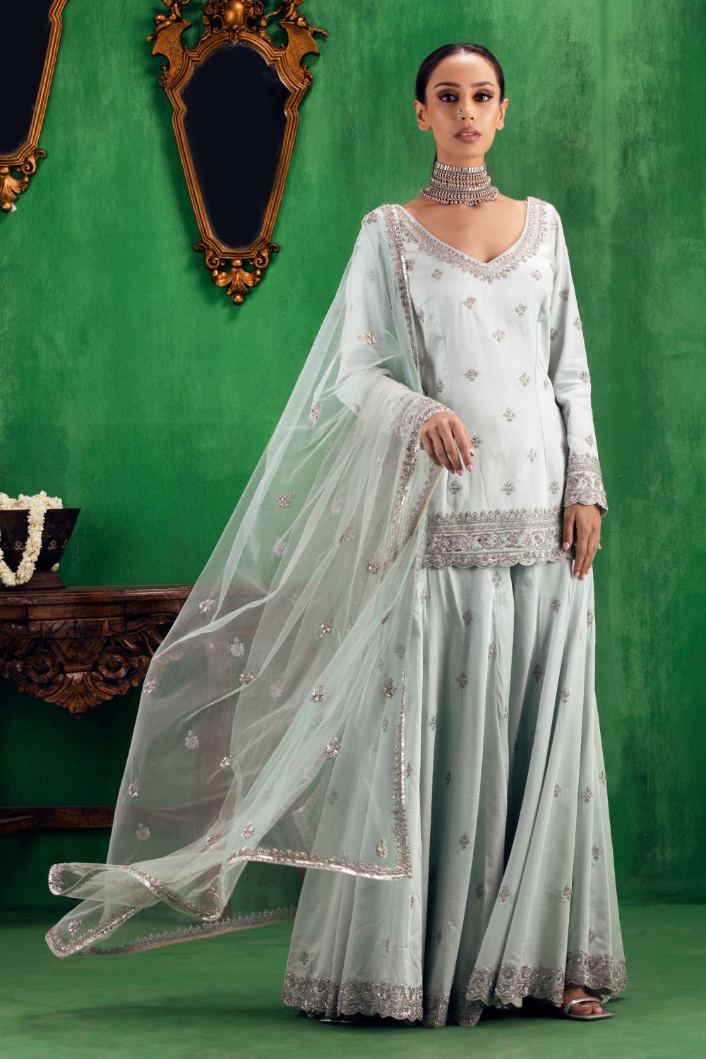Ice Blue Sharara Set