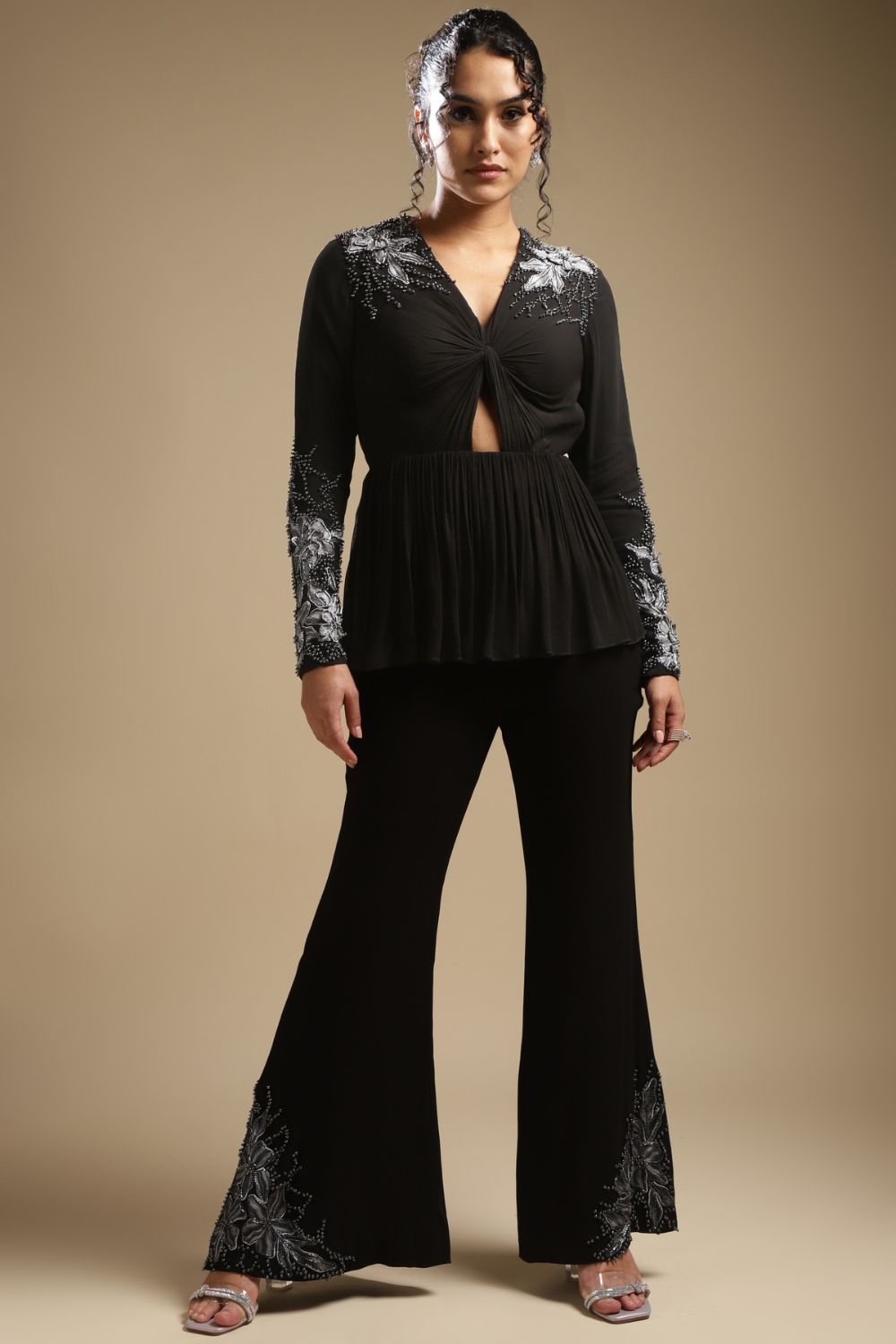 Front Knot Peplum Co-ord Set