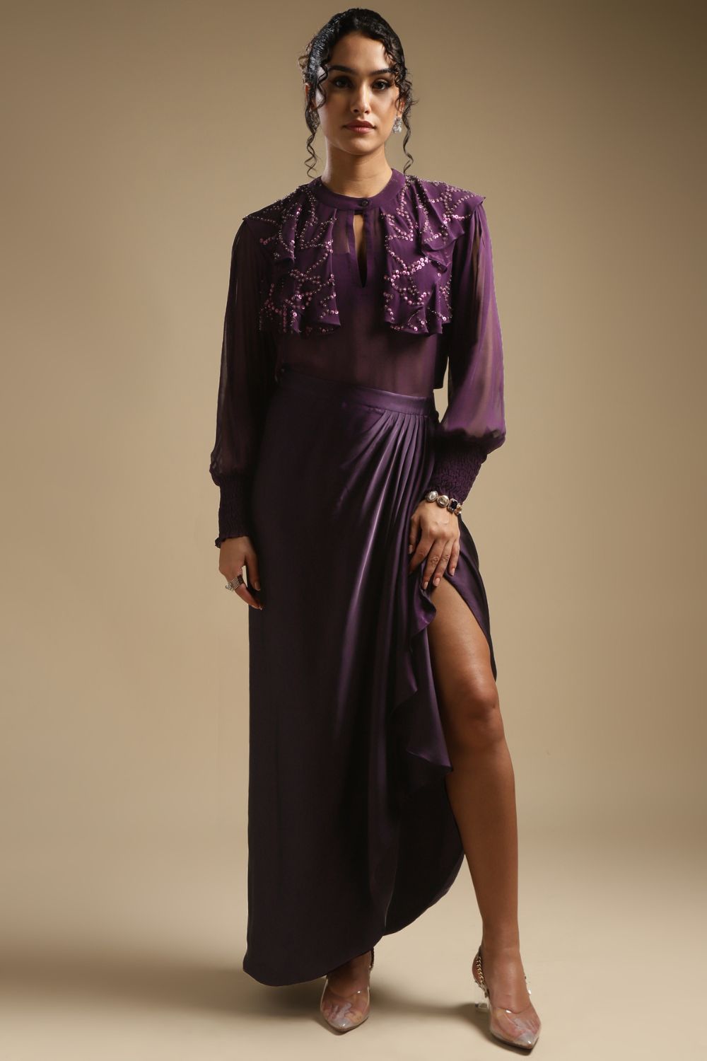 Ruffle Shirt & Skirt Set