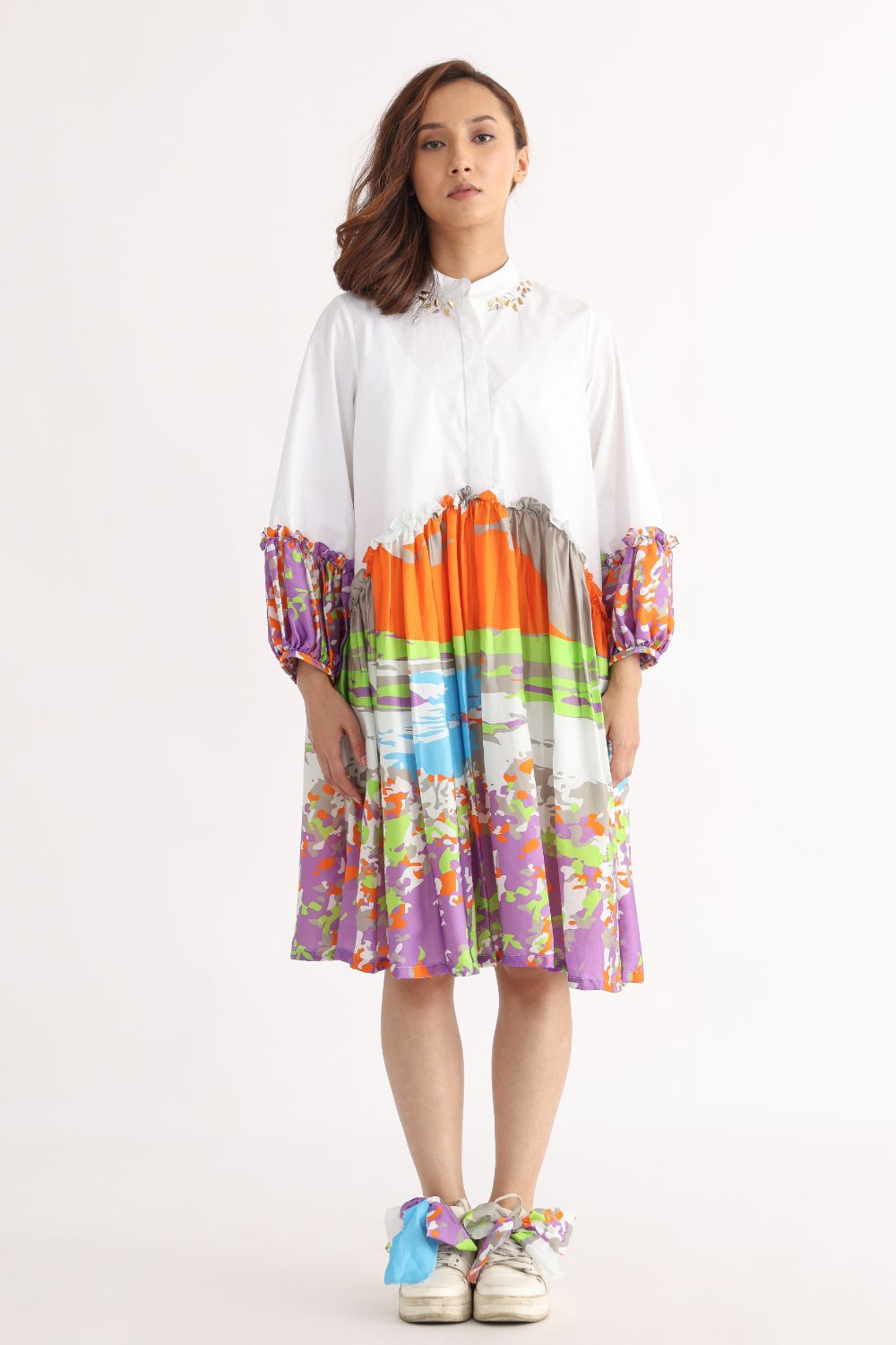 White And Norse Day Half Frill Dress