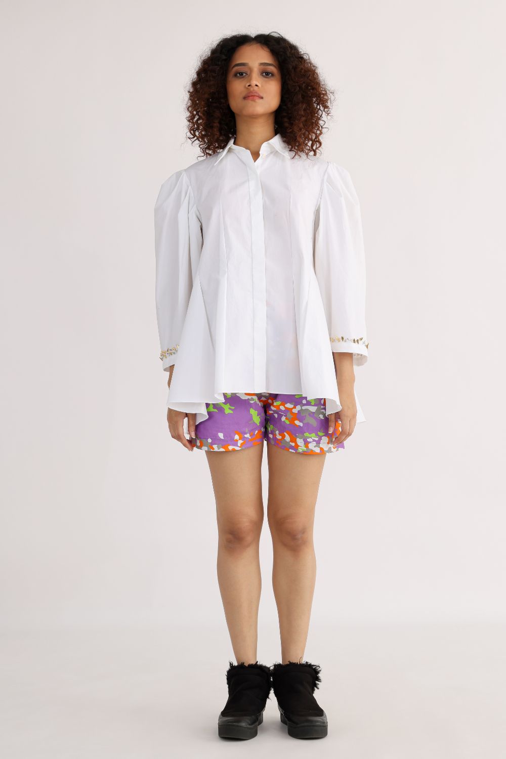 White Pleated Waist Shirt