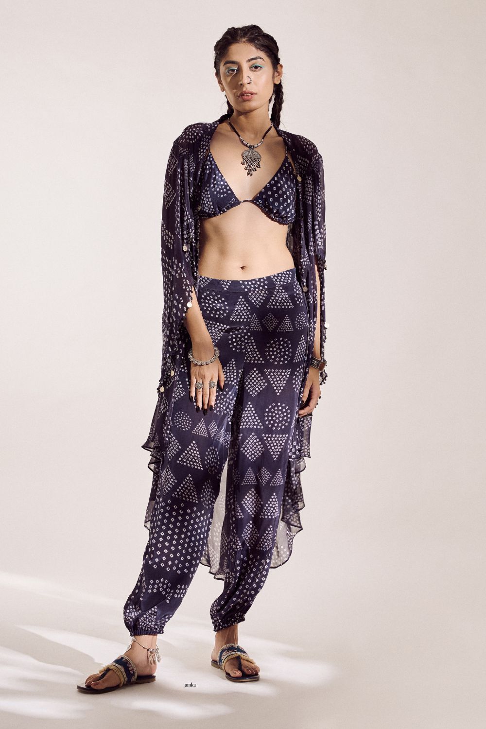 Bandhej Blue Co-ord Set