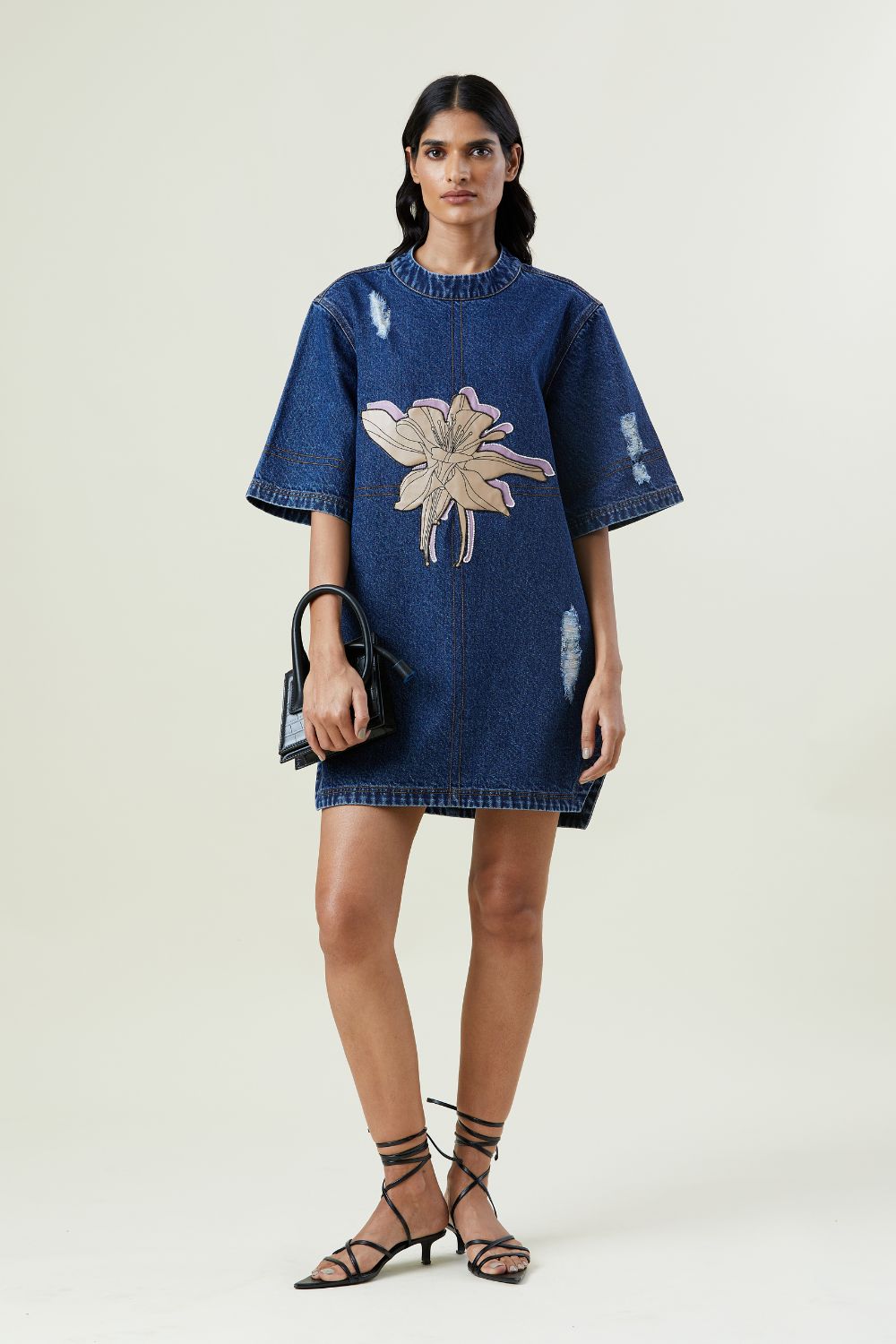 'Ixia' Appliquè Denim Dress