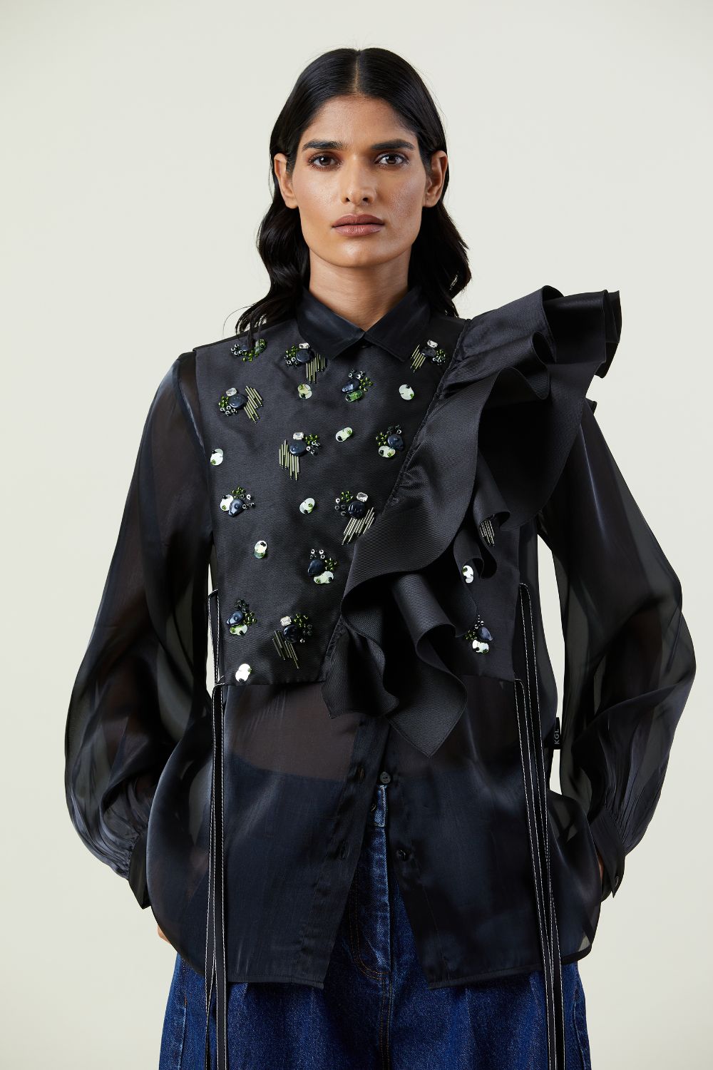 'Ella' Embellished Ruffle Bib