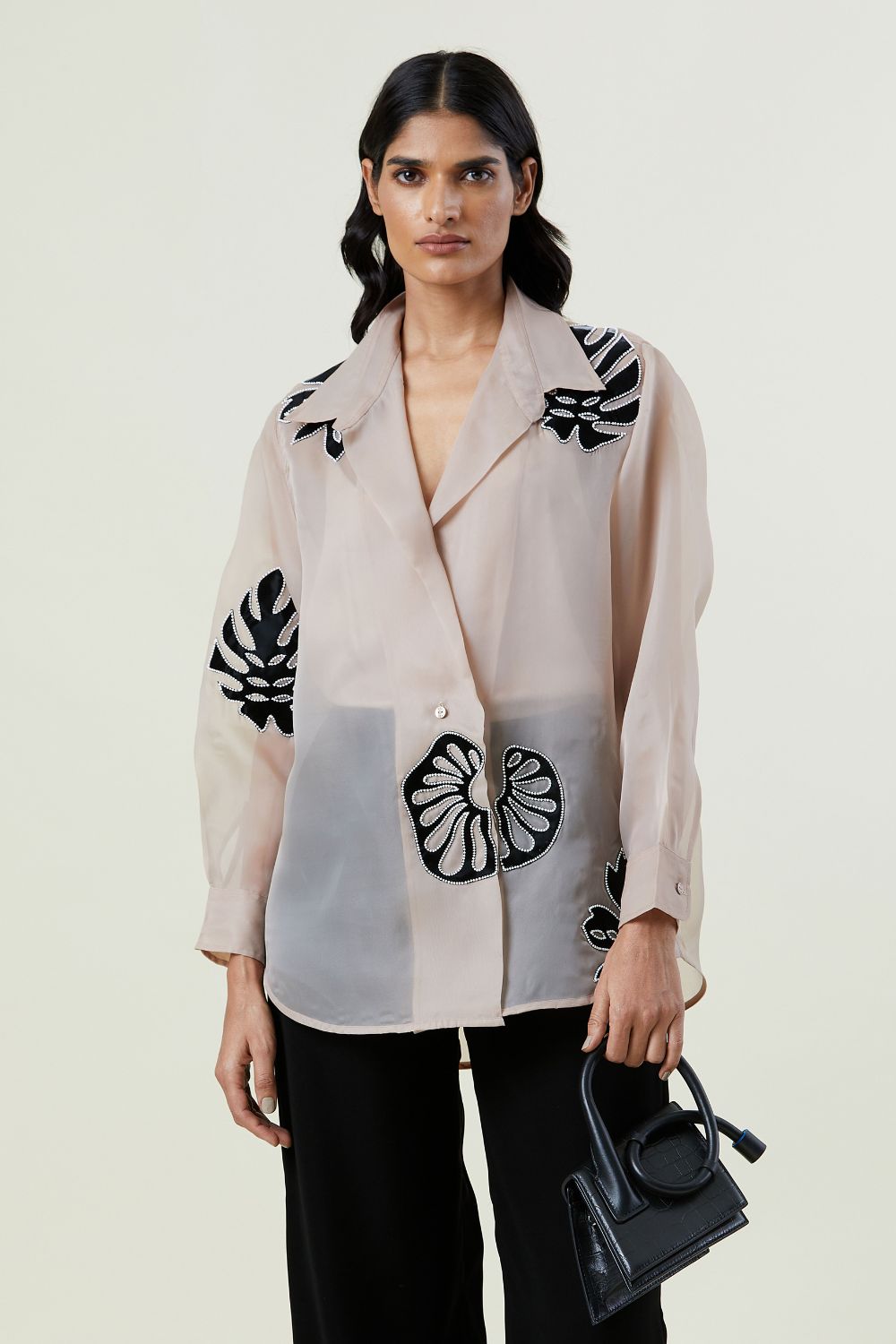 'Tropical Odyssey' Hand-Beaded Appliquè Shirt