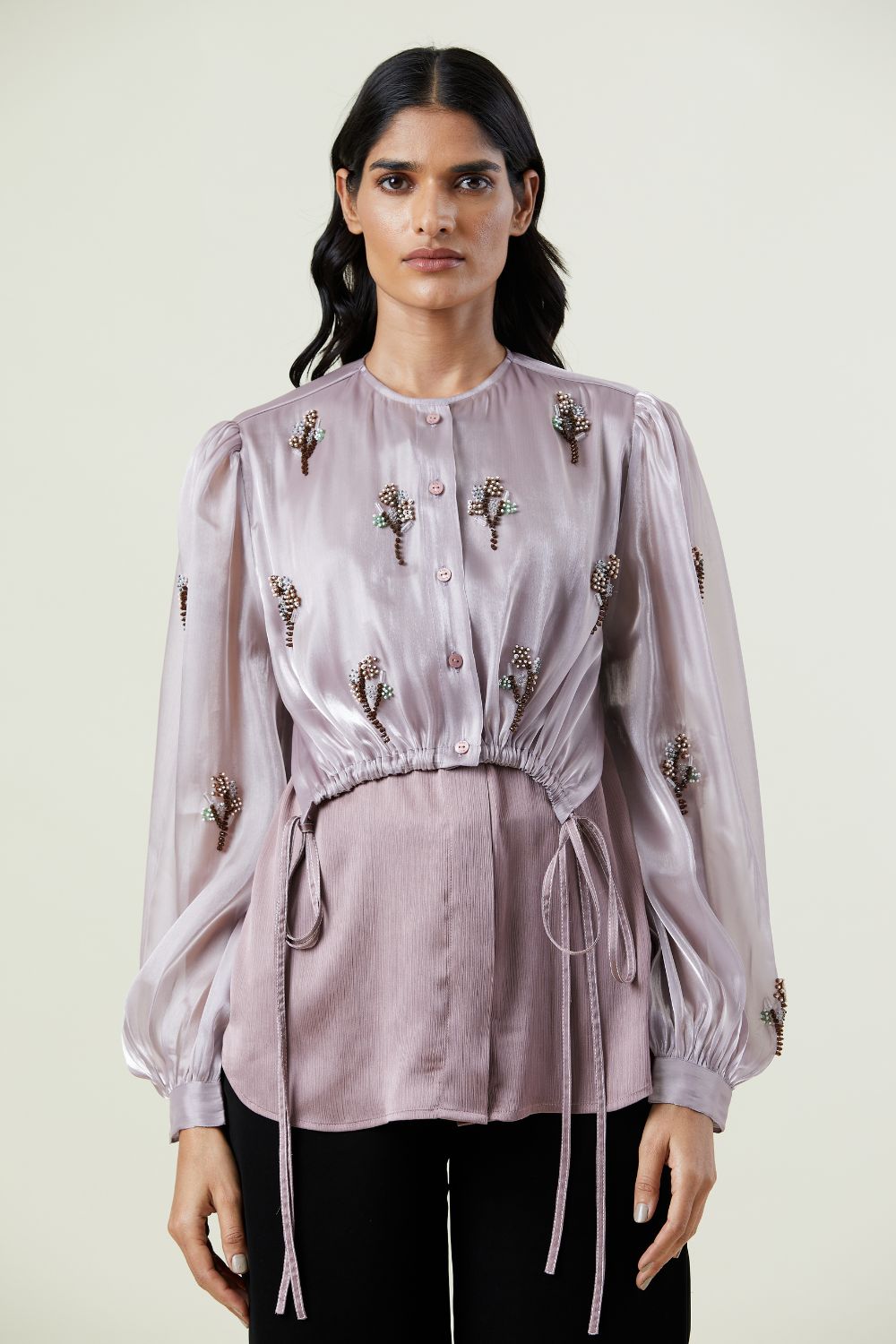 'Tilia' Embellished Overlay Shirt