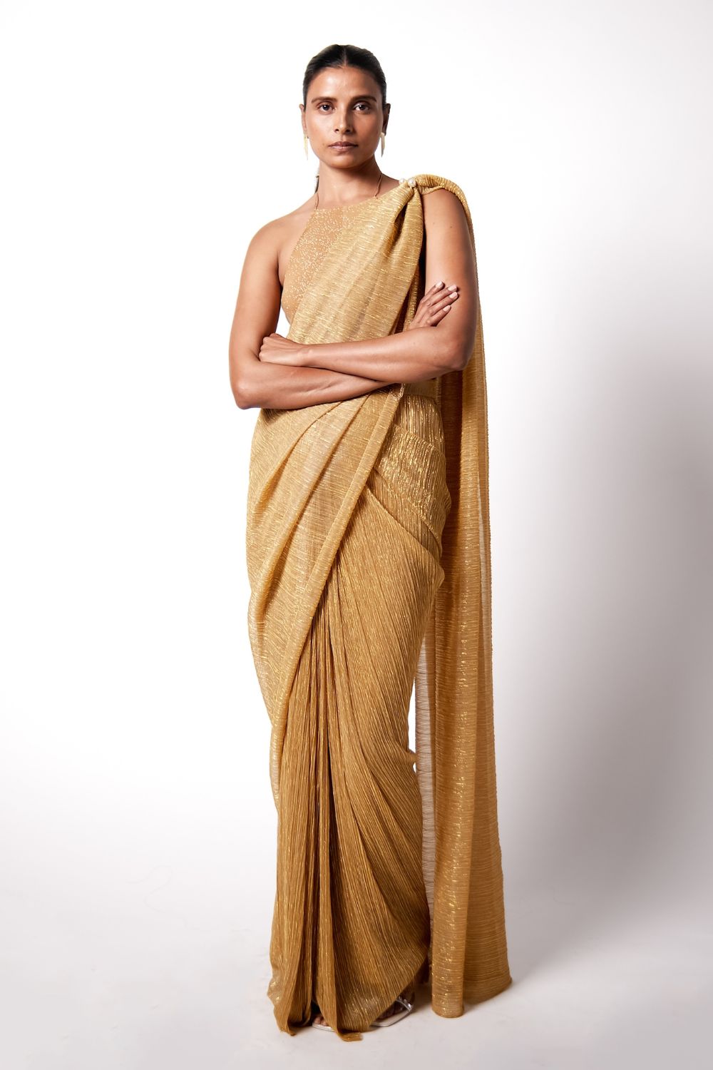 A Line Halter Top With EZ Saree