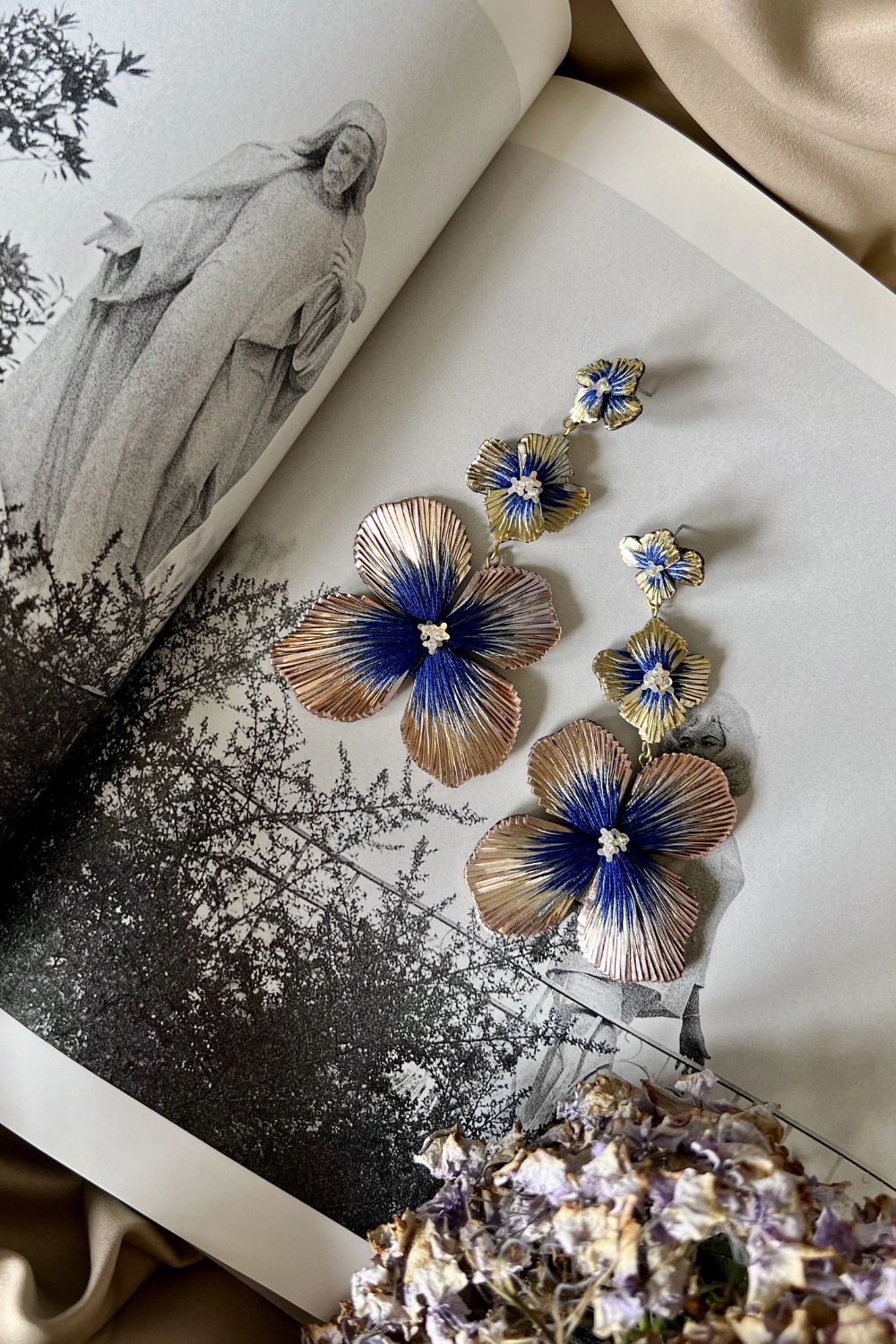 Hydrangea Trio Grand Dangle Earring