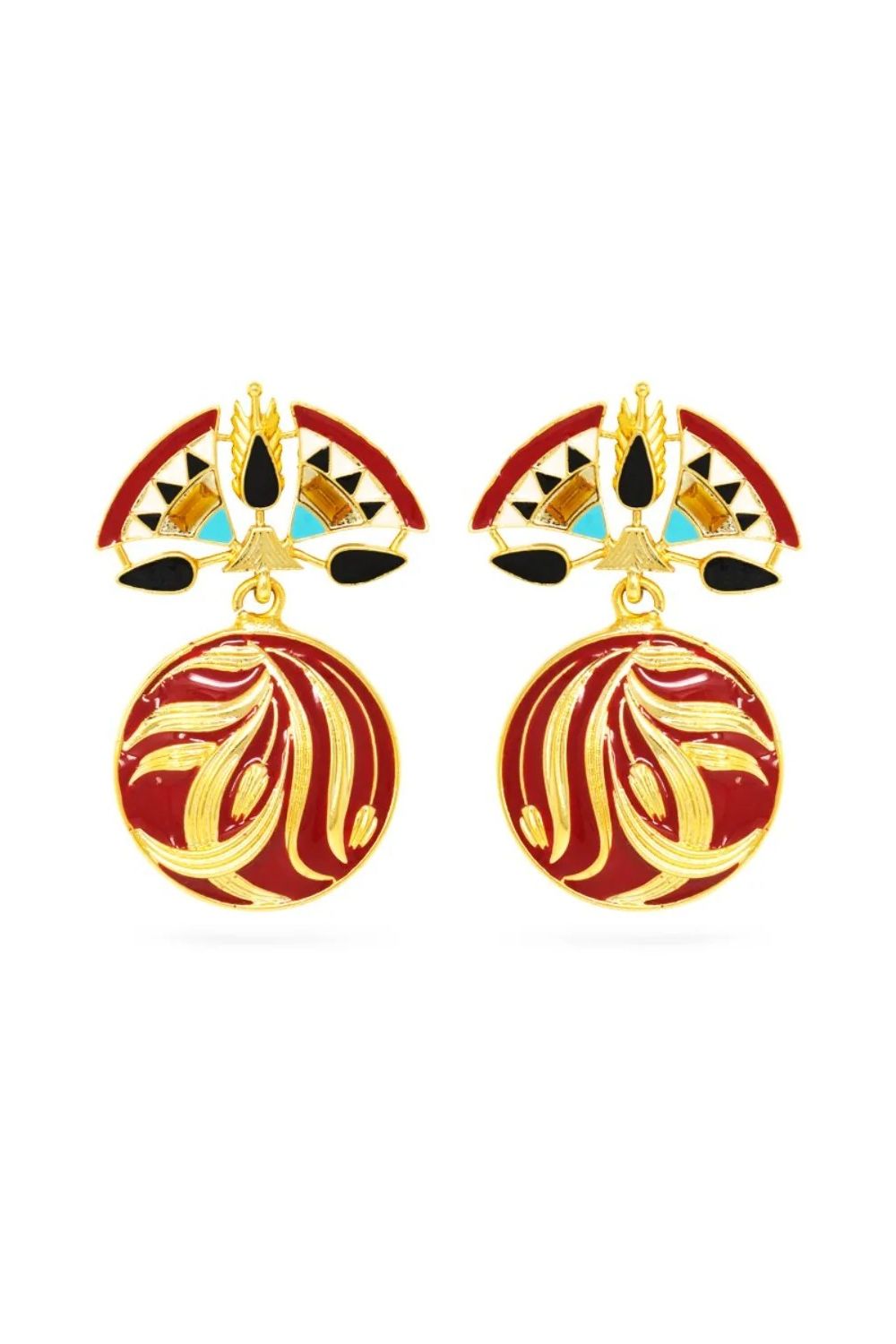 Red Round Drops Allure Earrings
