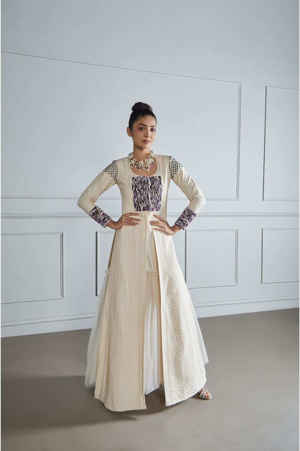 MANSI Silk Long Jacket with Camisole