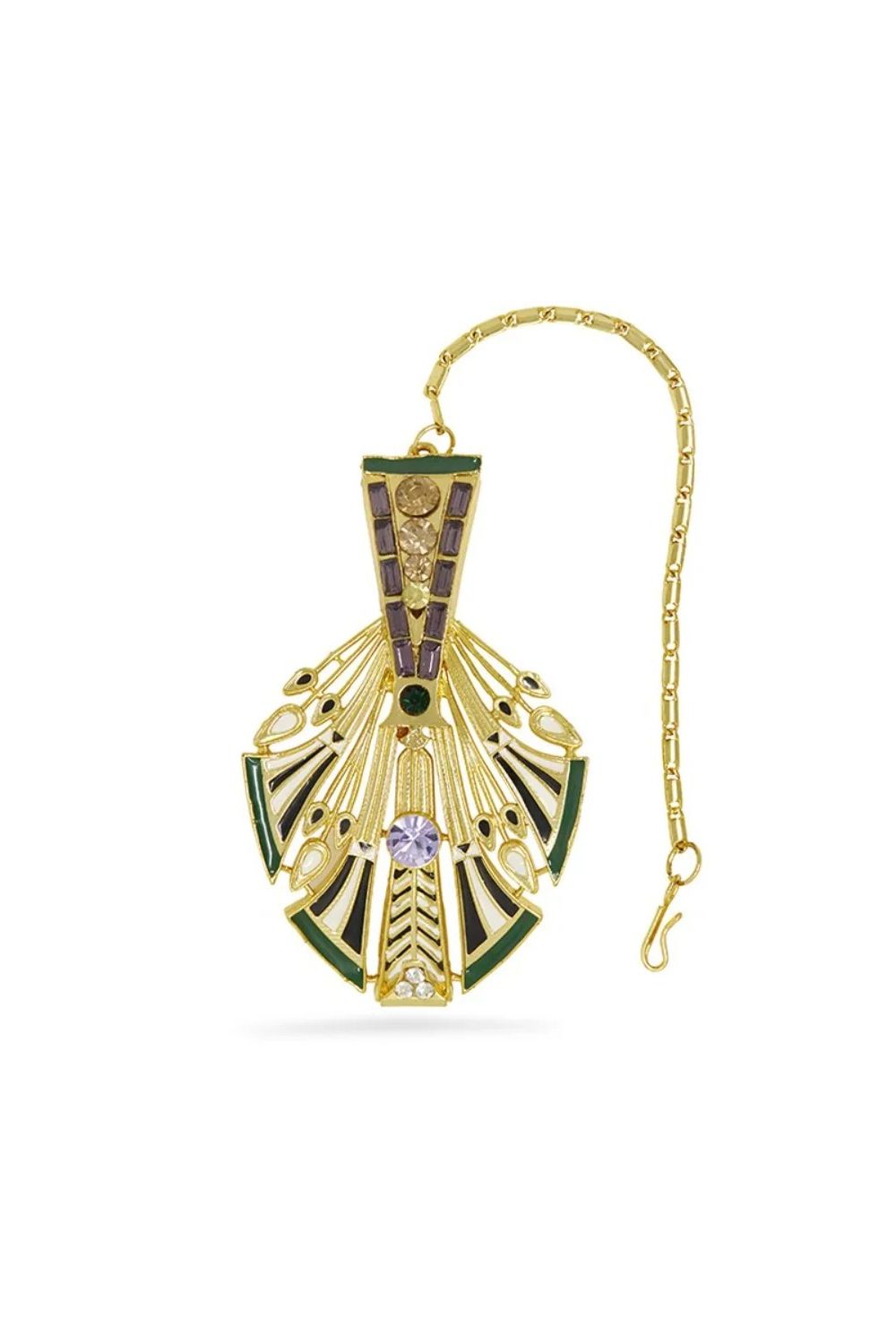 Green Allure Feather Maang teeka