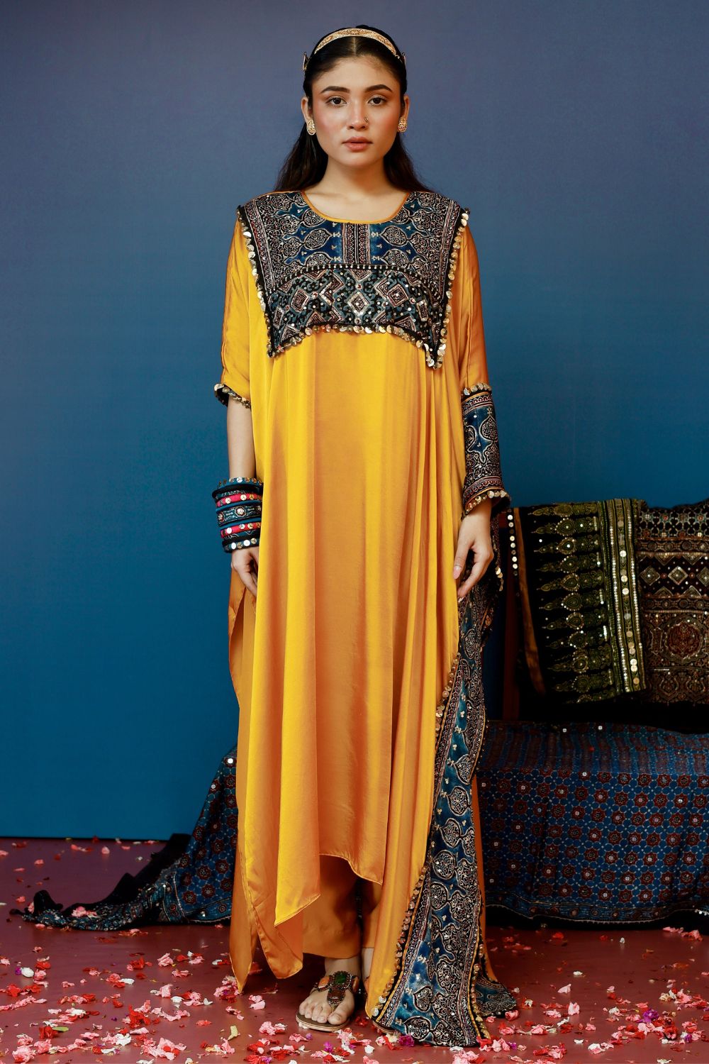 Saron Mustard Kaftan Set
