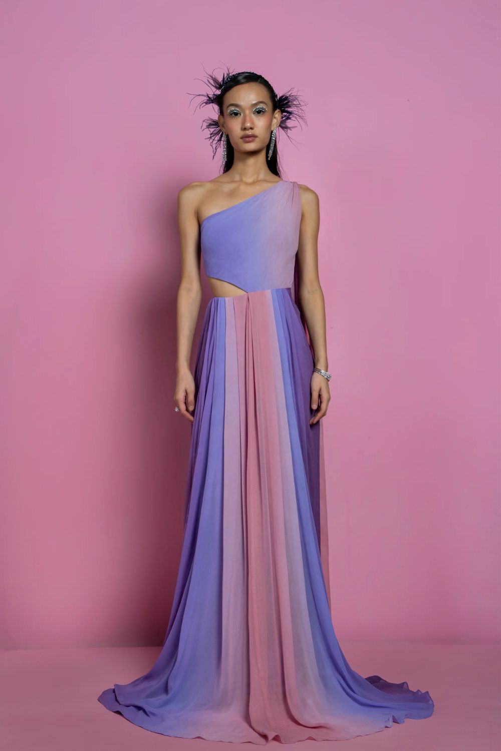 Pink & Lilac Georgette Shaded Gown
