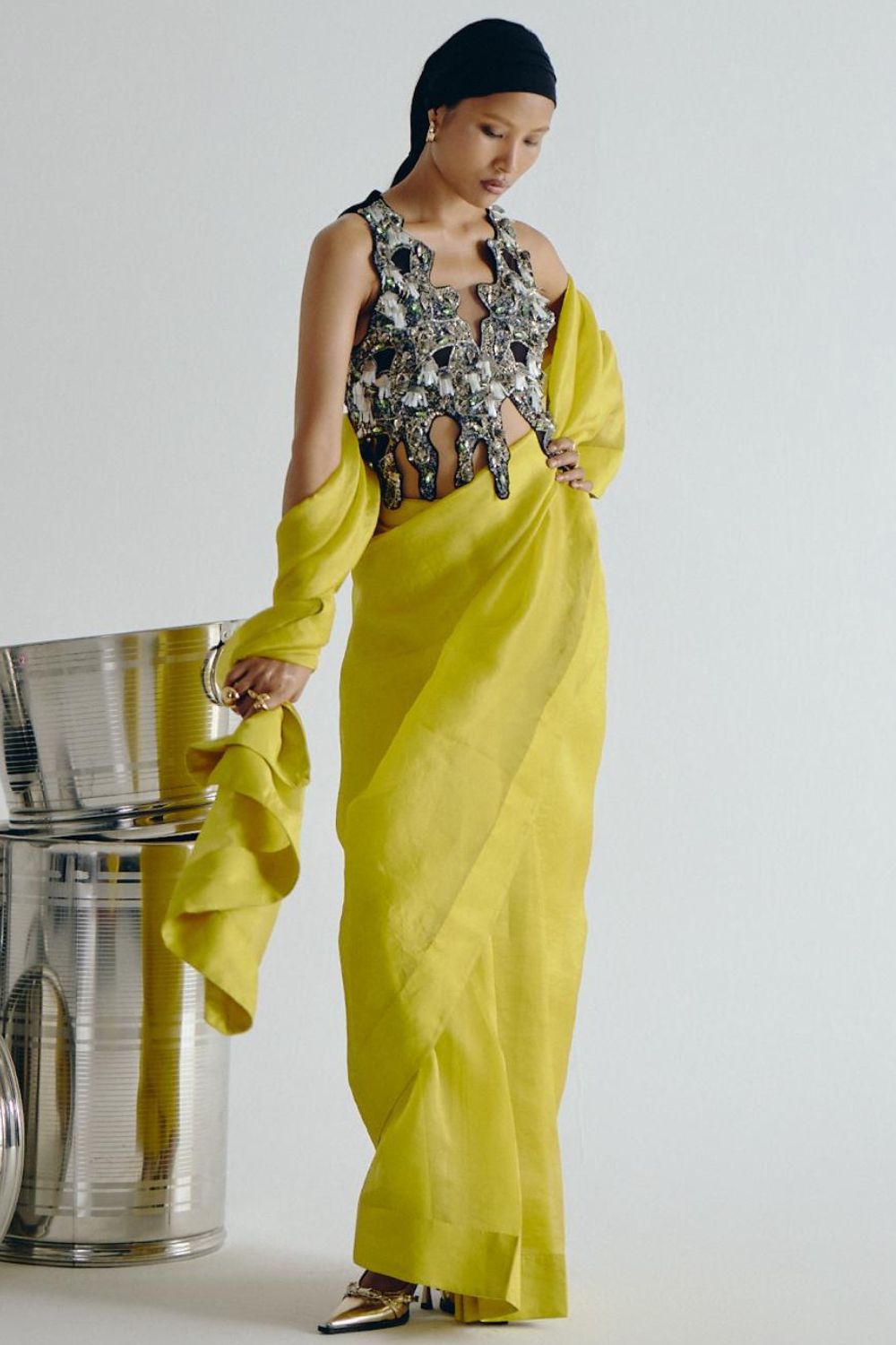 Lime Saree Drape
