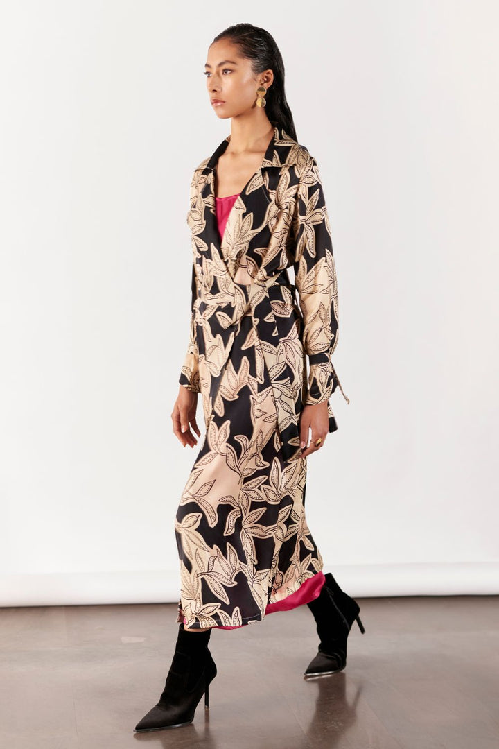 Hazel Trench Coat With Contrast Slip Dress