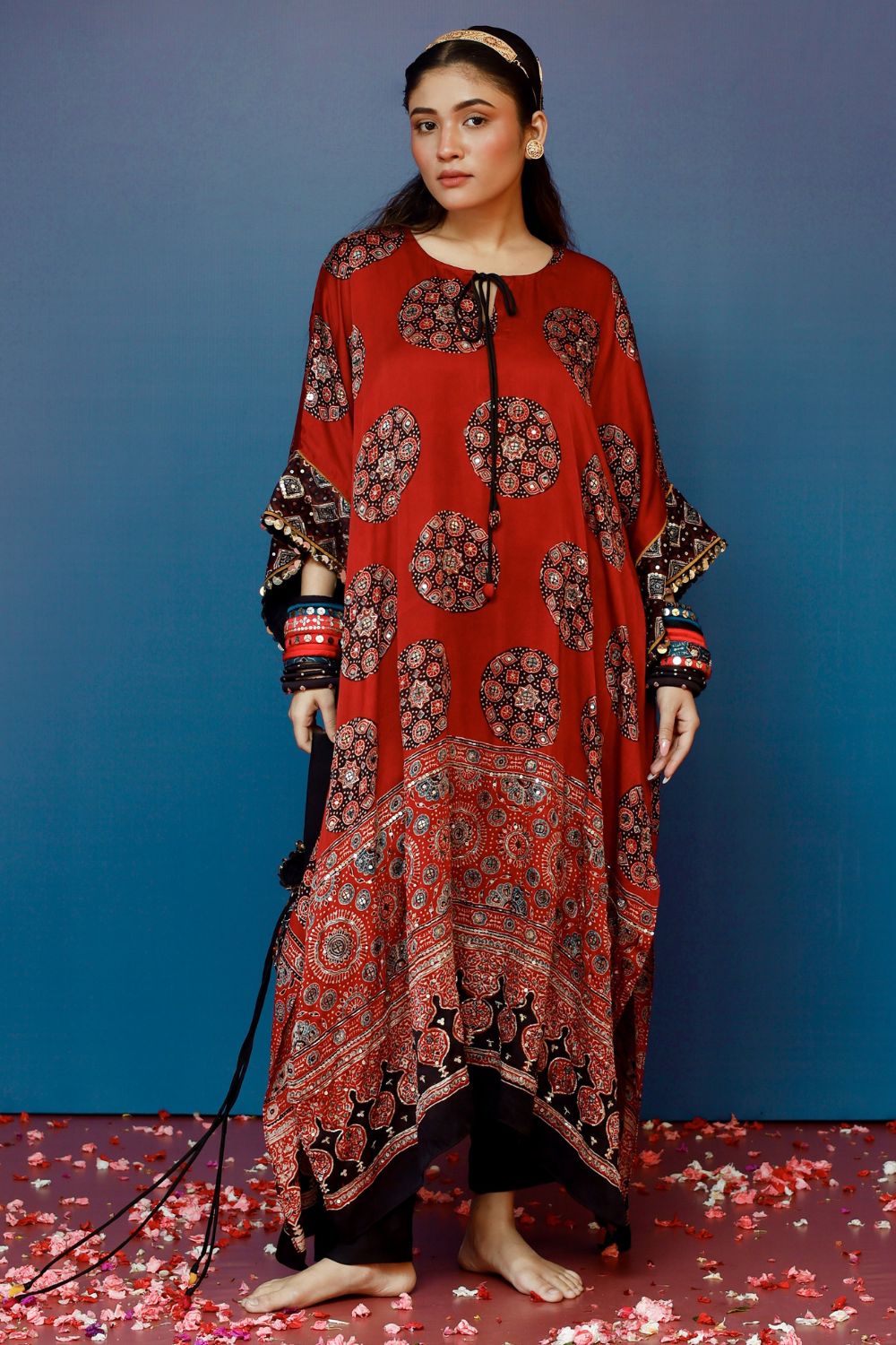 Veere Ajrakh Red Kaftan Set
