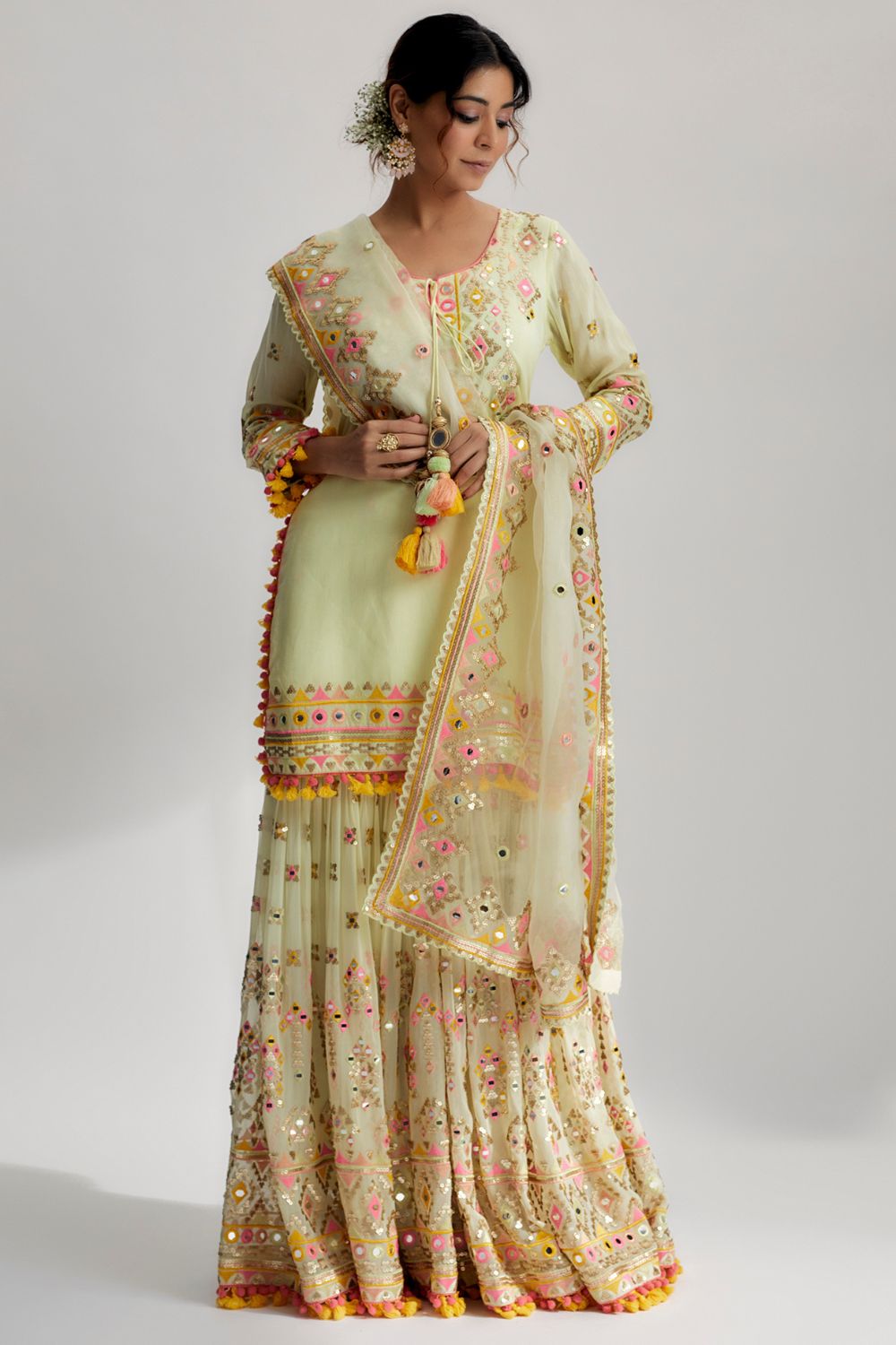 Friya Mint Short Kurta Sharara Set