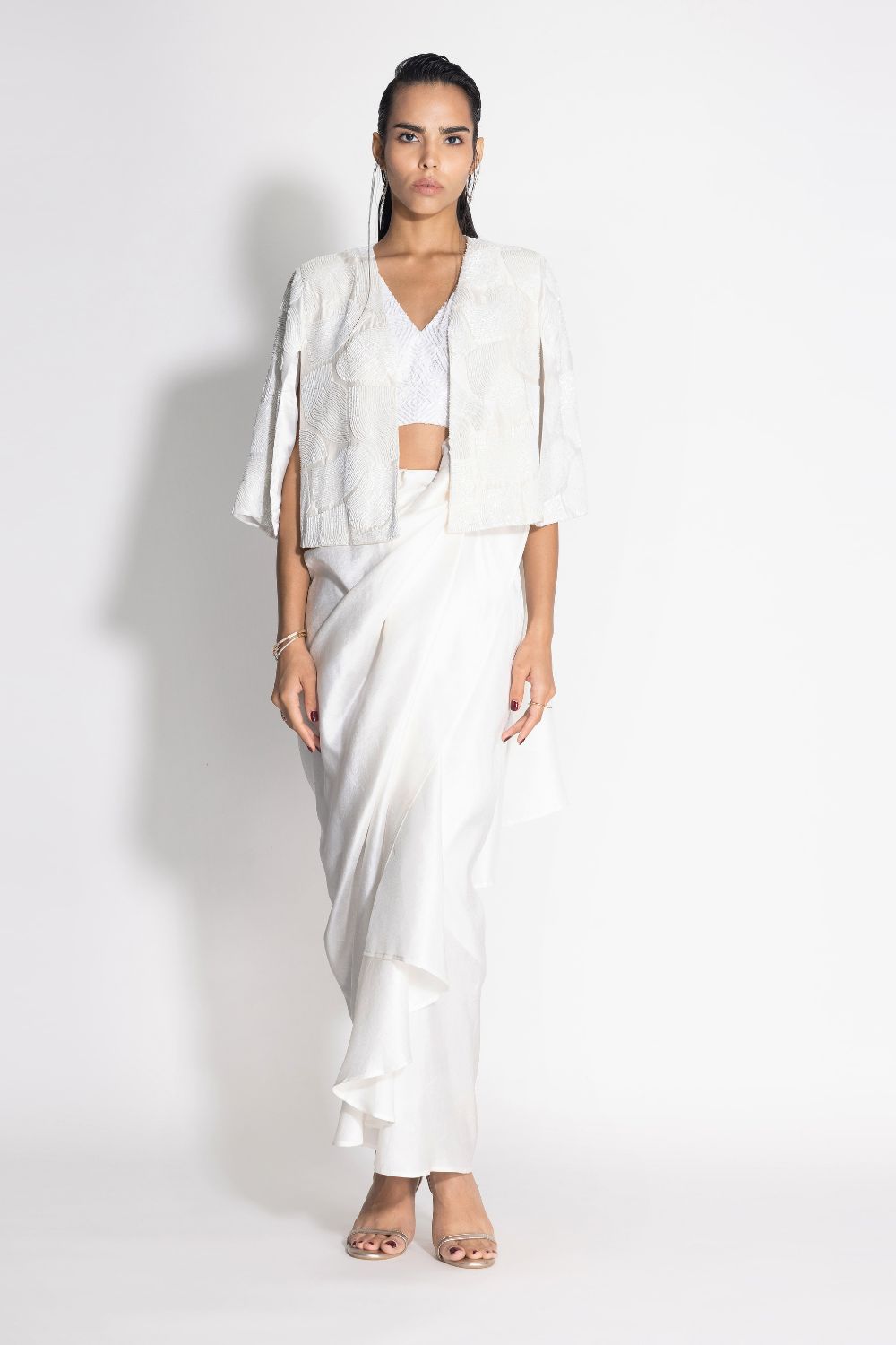 Masai Godet Sari With Masai Top And Wave Cape
