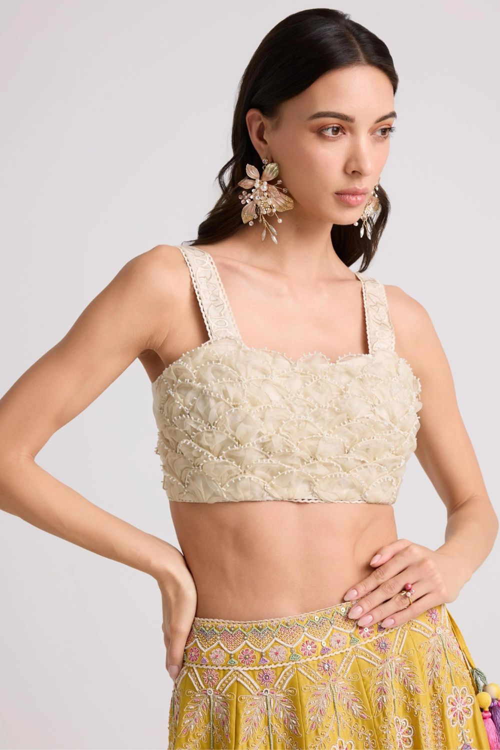 Ivory Scallop Textured Bustier