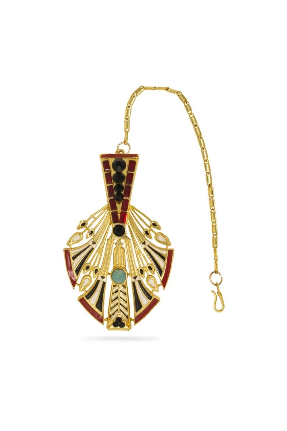 Red Allure Feather Maang teeka